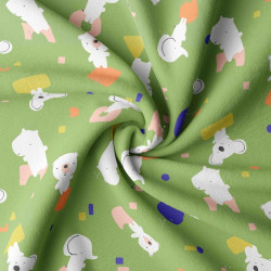 Coated  Cotton POKUS Green / Vivid Multicolored